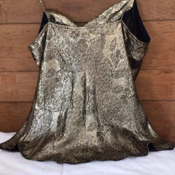 Luxe Metallic Gold & Black Camisole 1990’s Top M - Picture 7 of 15